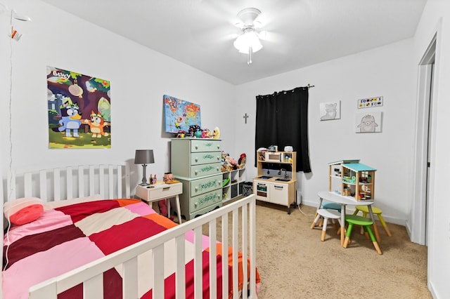 6143 Wildfire Way, West Palm Beach, FL 33415 - bedroom featuring light colored carpet, a ceiling fan, and baseboards