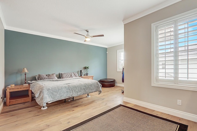 101 Saint Pierre Way, Jupiter, FL 33458 - bedroom featuring ornamental molding, baseboards, wood finished floors, and ceiling fan