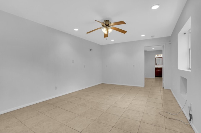 6688 Duckweed Rd, Lake Worth, FL 33449 - unfurnished room with ceiling fan, recessed lighting, light tile patterned flooring, and baseboards