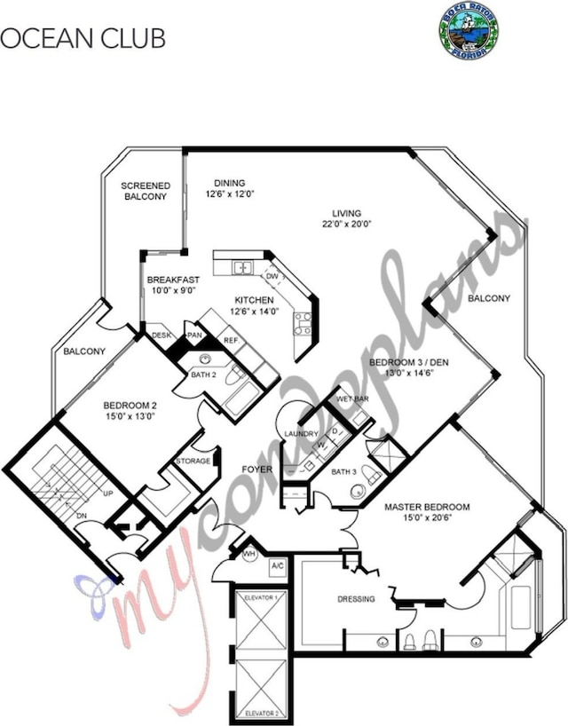 2401 N Ocean Blvd Unit 2N, Boca Raton, FL 33431 - floor plan / room layout