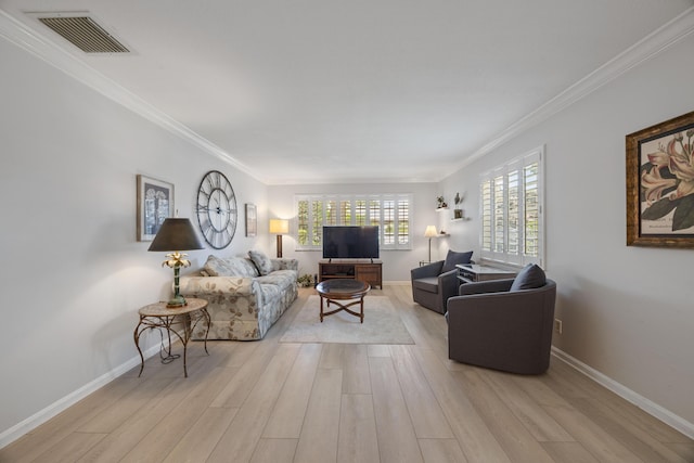 10116 46th Ave S Unit 488, Boynton Beach, FL 33436 - living area featuring light wood-type flooring, ornamental molding, and baseboards