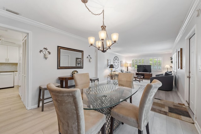 10116 46th Ave S Unit 488, Boynton Beach, FL 33436 - dining room featuring a chandelier, ornamental molding, light wood-style flooring, and baseboards