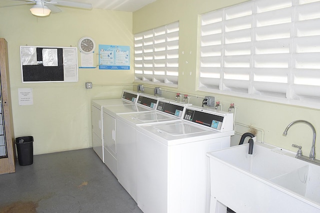 2930 Crosley Dr E Unit G, West Palm Beach, FL 33415 - community laundry with independent washer and dryer and ceiling fan