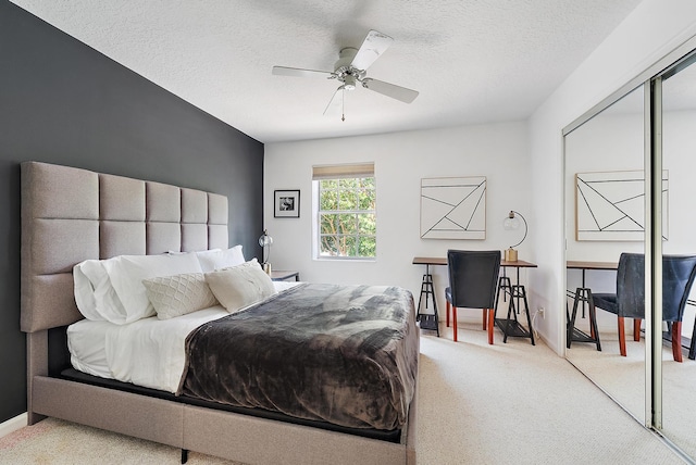8208 Heritage Club Dr, West Palm Beach, FL 33412 - bedroom featuring carpet, a textured ceiling, ceiling fan, and baseboards