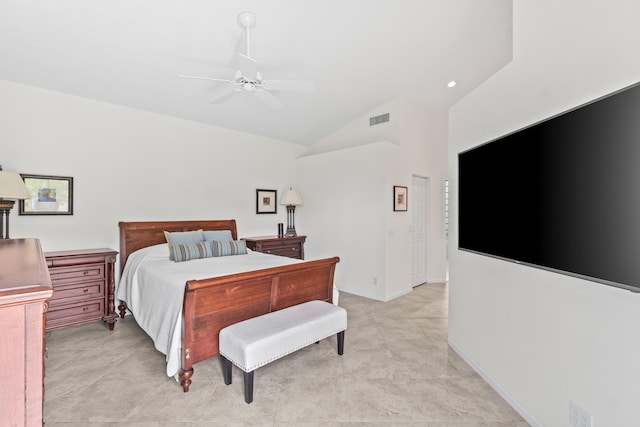 10194 N Lexington Cir, Boynton Beach, FL 33436 - bedroom with vaulted ceiling and a ceiling fan