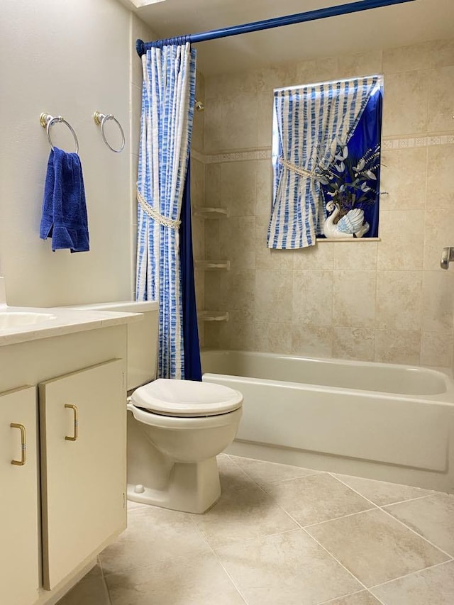 4273 Oak Terrace Dr, Greenacres, FL 33463 - bathroom with tile patterned floors, toilet, shower / tub combo, and vanity