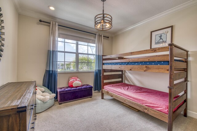4858 Marginada Way, Lake Worth, FL 33467 - bedroom with crown molding, carpet flooring, a chandelier, and recessed lighting