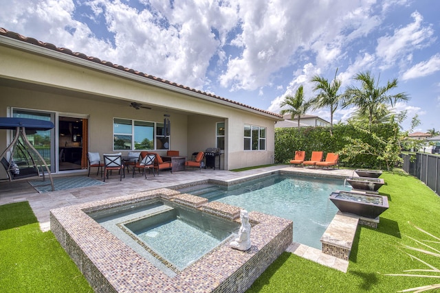 4858 Marginada Way, Lake Worth, FL 33467 - view of pool with a patio, ceiling fan, area for grilling, and outdoor lounge area
