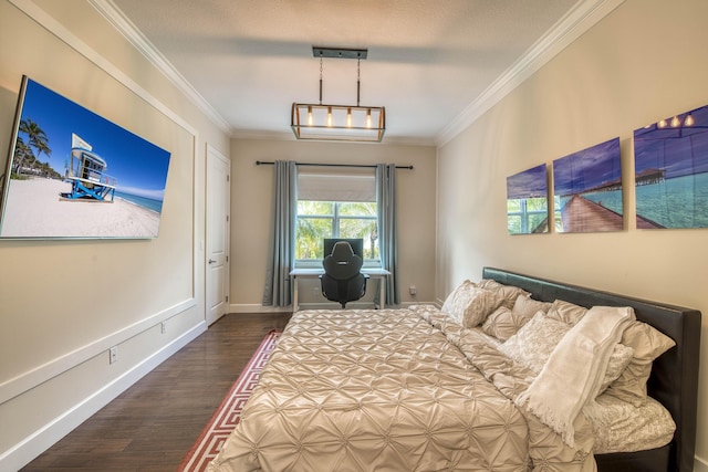 4858 Marginada Way, Lake Worth, FL 33467 - bedroom with dark wood-style flooring, crown molding, and baseboards
