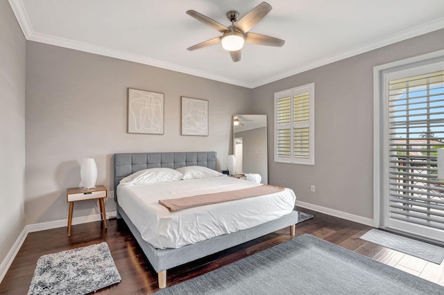 850 NW 83rd Ln, Boca Raton, FL 33487 - bedroom with wood finished floors, baseboards, ornamental molding, and a ceiling fan