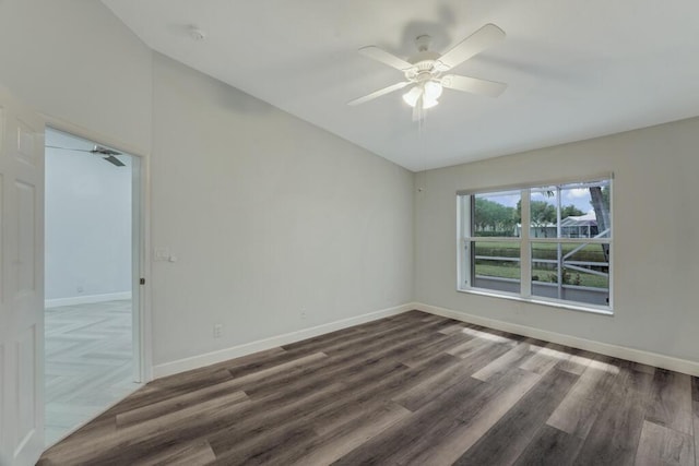 8592 Logia Cir, Boynton Beach, FL 33472 - unfurnished room featuring a ceiling fan, wood finished floors, and baseboards