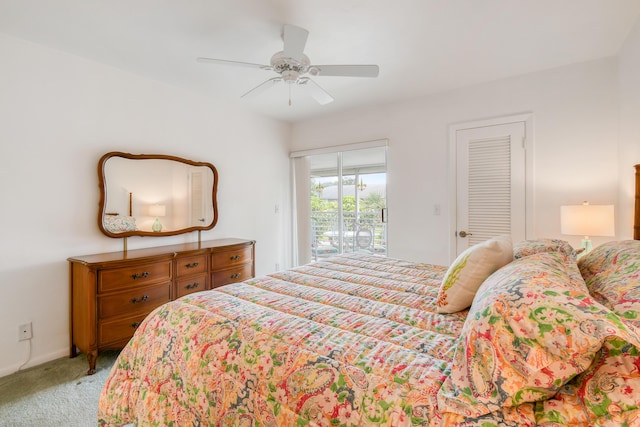 4 Garden St Unit 204N, Tequesta, FL 33469 - bedroom featuring access to exterior, light carpet, and a ceiling fan
