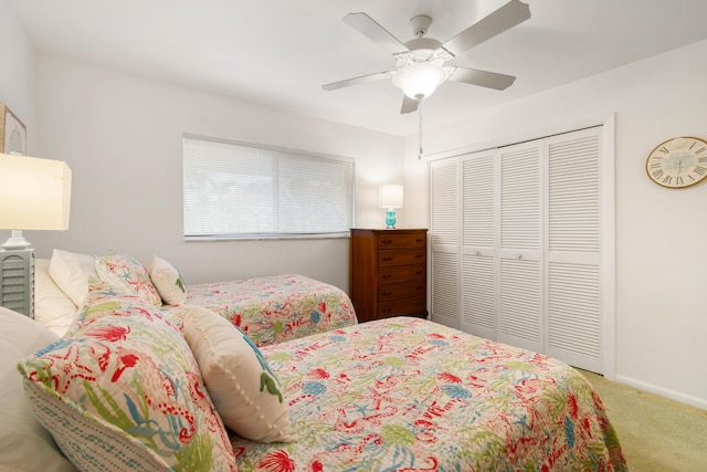 4 Garden St Unit 204N, Tequesta, FL 33469 - carpeted bedroom with a closet, ceiling fan, and baseboards