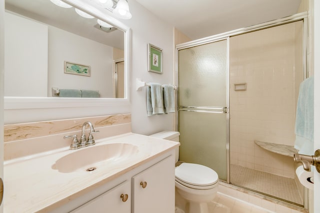 4 Garden St Unit 204N, Tequesta, FL 33469 - full bath with toilet, vanity, a shower stall, and tile patterned flooring