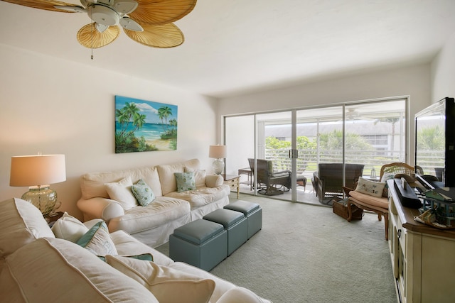 4 Garden St Unit 204N, Tequesta, FL 33469 - living room featuring carpet flooring and a ceiling fan