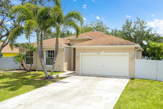 2481 SE Berkshire Blvd, Port Saint Lucie, FL 34952 - ranch-style home featuring stucco siding, a garage, driveway, and a shingled roof