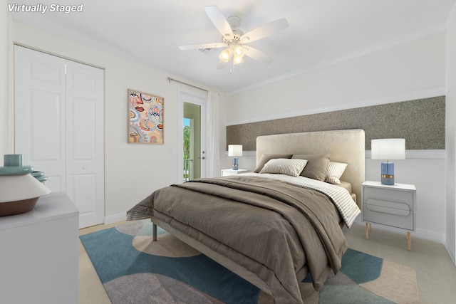 3040 Princeton Ln, Palm Beach Gardens, FL 33418 - bedroom featuring a closet, baseboards, and a ceiling fan