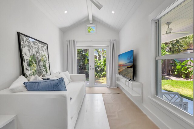 220 S L St, Lake Worth Beach, FL 33460 - living area with a ceiling fan, recessed lighting, and french doors