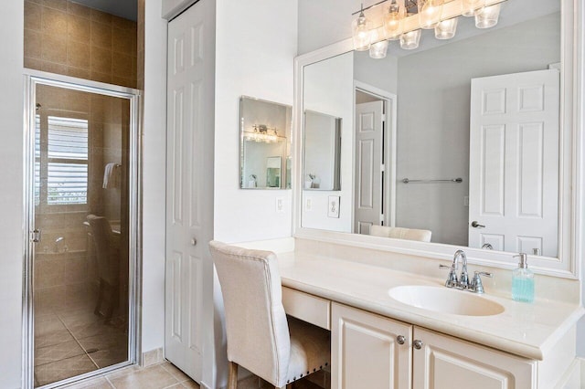 8940 New Hope Ct, West Palm Beach, FL 33411 - full bath with a stall shower, vanity, and tile patterned flooring