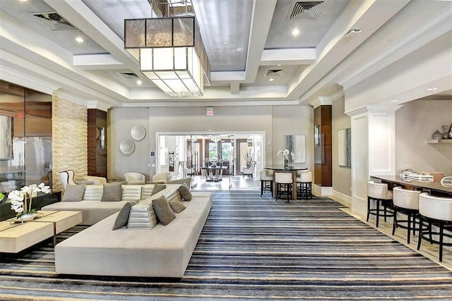 8784 Lewis River Rd, Delray Beach, FL 33446 - community lobby featuring a high ceiling, coffered ceiling, and recessed lighting
