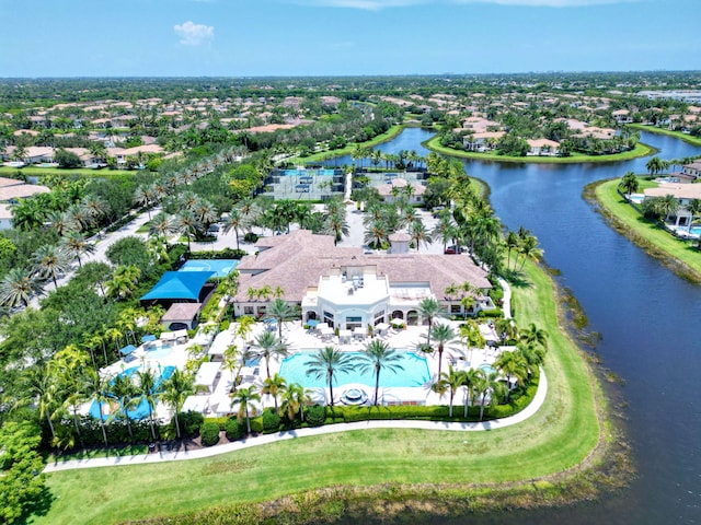 8784 Lewis River Rd, Delray Beach, FL 33446 - aerial view of residential area with a nearby body of water and a pool
