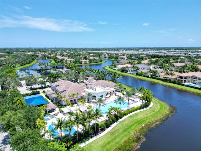8784 Lewis River Rd, Delray Beach, FL 33446 - aerial perspective of suburban area with a nearby body of water and a pool area
