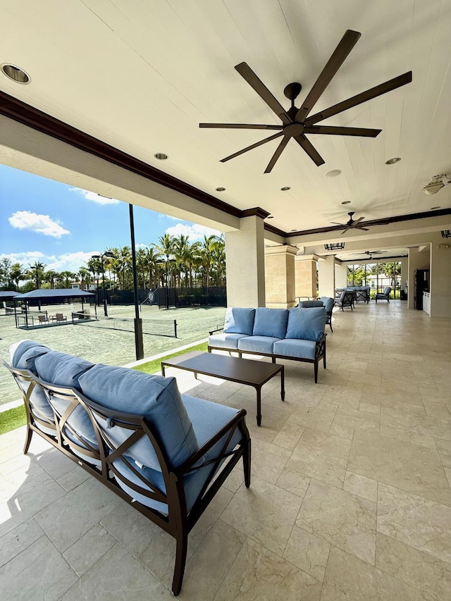 8784 Lewis River Rd, Delray Beach, FL 33446 - view of patio with outdoor lounge area and ceiling fan