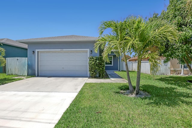 309 NE 11th Ave, Boynton Beach, FL 33435 - view of front facade featuring stucco siding, a garage, and driveway