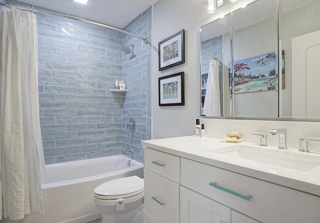 1177 Bayshore Dr Unit 207, Fort Pierce, FL 34949 - bathroom with vanity, toilet, shower / tub combo with curtain, and a textured wall