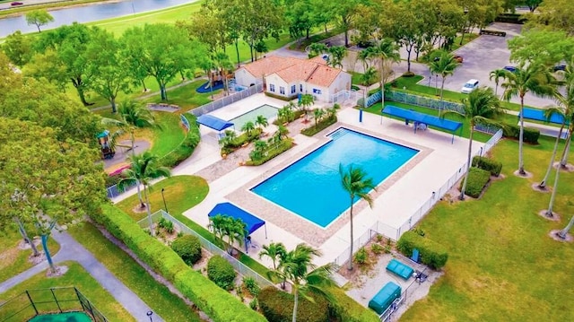 7930 Nolting Ct, Lake Worth, FL 33467 - view of subject property with a pool and a large body of water