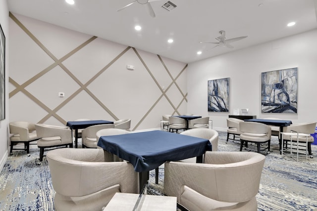 14841 Strand Ln (), Unit Delray Beach, FL 33446 - dining space featuring ceiling fan, recessed lighting, and baseboards