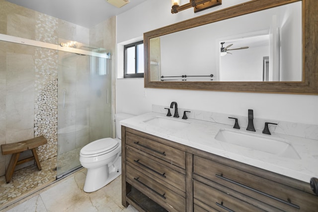 1318 NW 4th St, Boca Raton, FL 33486 - full bath with double vanity, a shower stall, and ceiling fan
