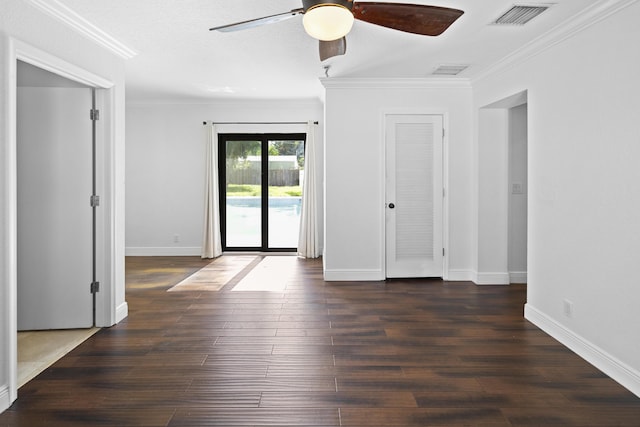 1318 NW 4th St, Boca Raton, FL 33486 - empty room with a ceiling fan, ornamental molding, and hardwood / wood-style floors