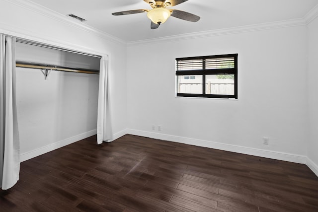 1318 NW 4th St, Boca Raton, FL 33486 - unfurnished bedroom featuring crown molding, wood finished floors, a closet, and ceiling fan