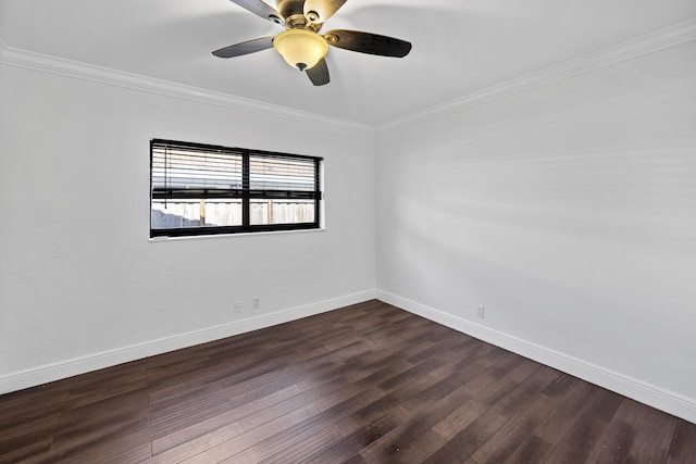 1318 NW 4th St, Boca Raton, FL 33486 - unfurnished room with dark wood-style flooring, crown molding, and a ceiling fan