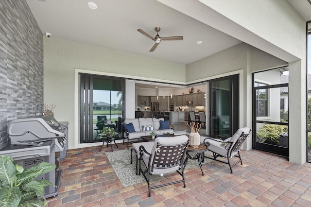 11620 Sally Ann Dr, Palm Beach Gardens, FL 33412 - view of patio featuring outdoor lounge area and a ceiling fan