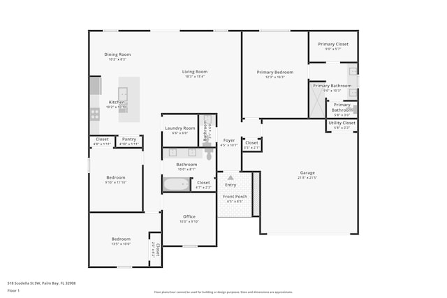 518 Scodella St SW, Palm Bay, FL 32908 - home floor plan