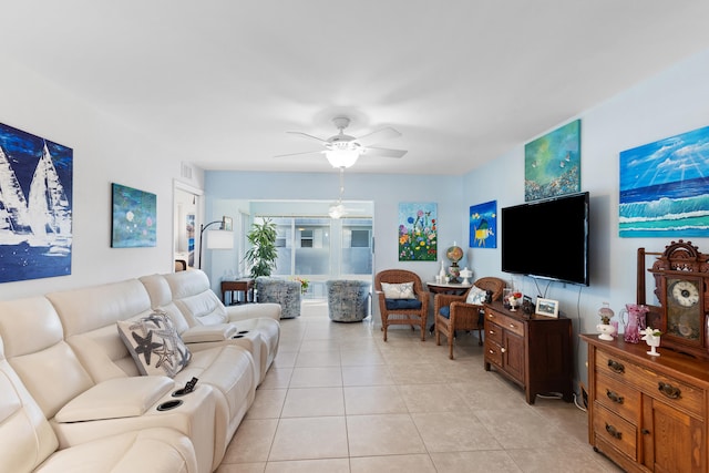 7 Colonial Club Dr Unit 300, Boynton Beach, FL 33435 - living room featuring light tile patterned floors and a ceiling fan
