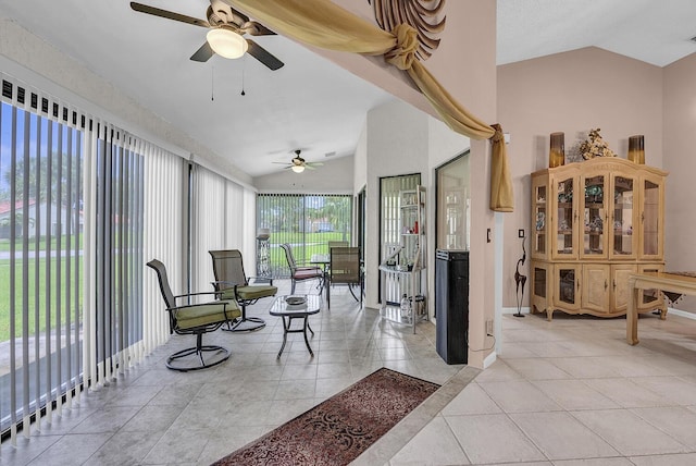 5830 Parkwalk Cir W, Boynton Beach, FL 33472 - sunroom / solarium featuring vaulted ceiling, tile patterned floors, and baseboards