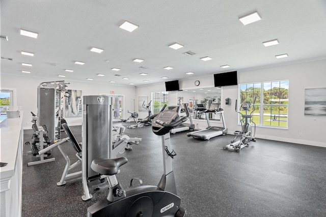 5309 Vespera St, Fort Pierce, FL 34951 - exercise room featuring baseboards and ornamental molding