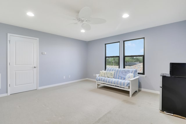 568 SE Monet Dr, Port Saint Lucie, FL 34984 - sitting room with carpet floors, ceiling fan, baseboards, and recessed lighting