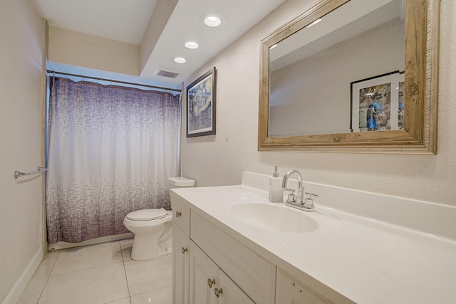 6650 NW 22nd Ct, Margate, FL 33063 - bathroom with toilet, vanity, tile patterned flooring, and recessed lighting