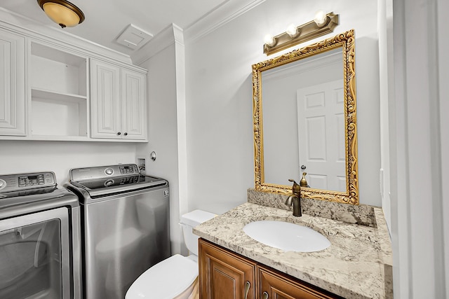 2934 SW 22nd Cir Unit 12A, Delray Beach, FL 33445 - half bath featuring independent washer and dryer, vanity, and crown molding