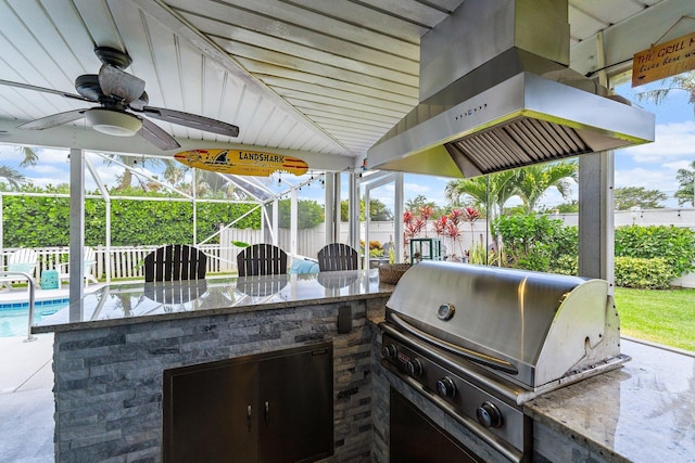 9674 Dogwood Ave, Palm Beach Gardens, FL 33410 - view of patio with a ceiling fan and exterior bar