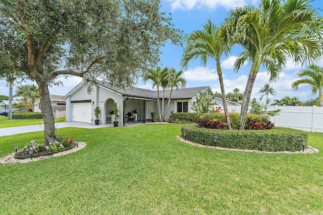 9674 Dogwood Ave, Palm Beach Gardens, FL 33410 - ranch-style house with an attached garage, driveway, and stucco siding