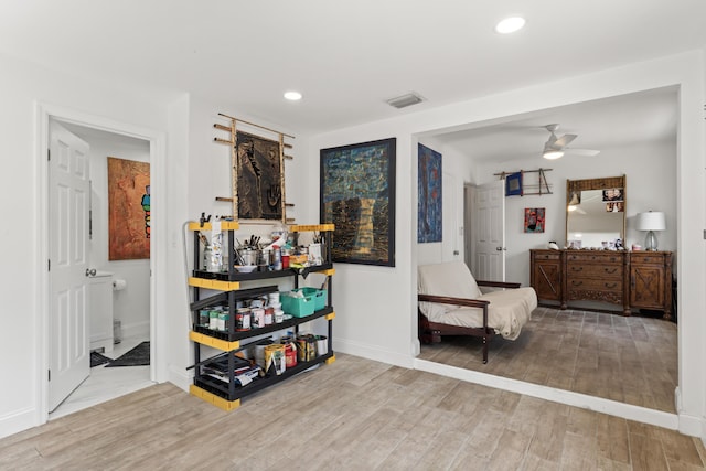1509 N N St, Lake Worth Beach, FL 33460 - sitting room with wood finished floors, ceiling fan, baseboards, and recessed lighting