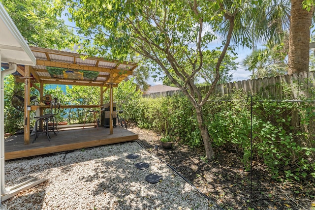 1509 N N St, Lake Worth Beach, FL 33460 - fenced backyard with a wooden deck and a pergola