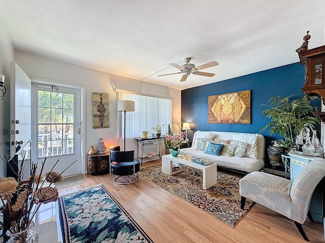 301 E Mcnab Rd Unit 214, Pompano Beach, FL 33060 - living room with wood finished floors and a ceiling fan