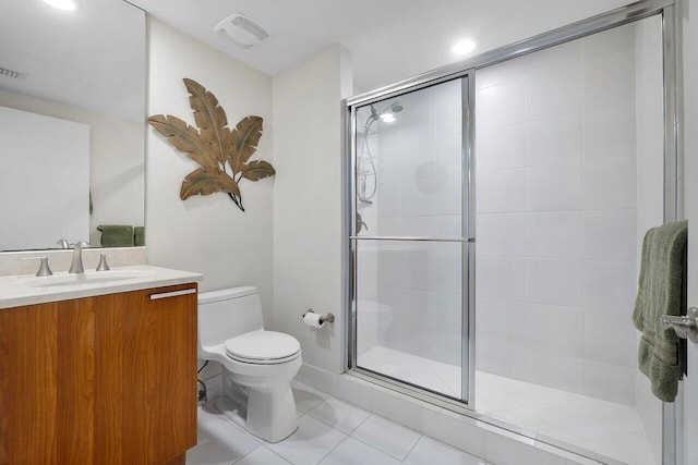 2640 Lake Shore Dr Unit 2409, Riviera Beach, FL 33404 - full bath with toilet, vanity, tile patterned floors, and a tile shower