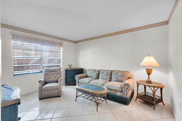 7 Stratford Dr Unit C, Boynton Beach, FL 33436 - living area with baseboards, light tile patterned floors, and ornamental molding